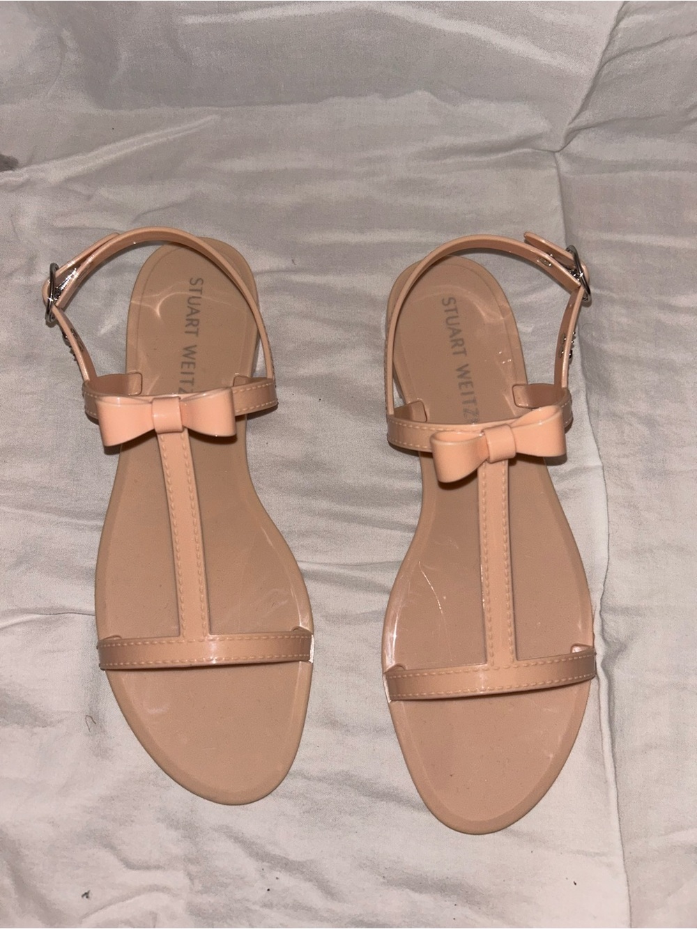Stuart Weitzman Women's Nude Bow T-Strap Sandals